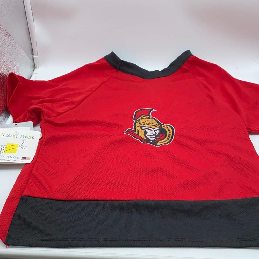 NHL Ottawa Senators Hockey Team Dog Shirt Red and Black Size XX-Large